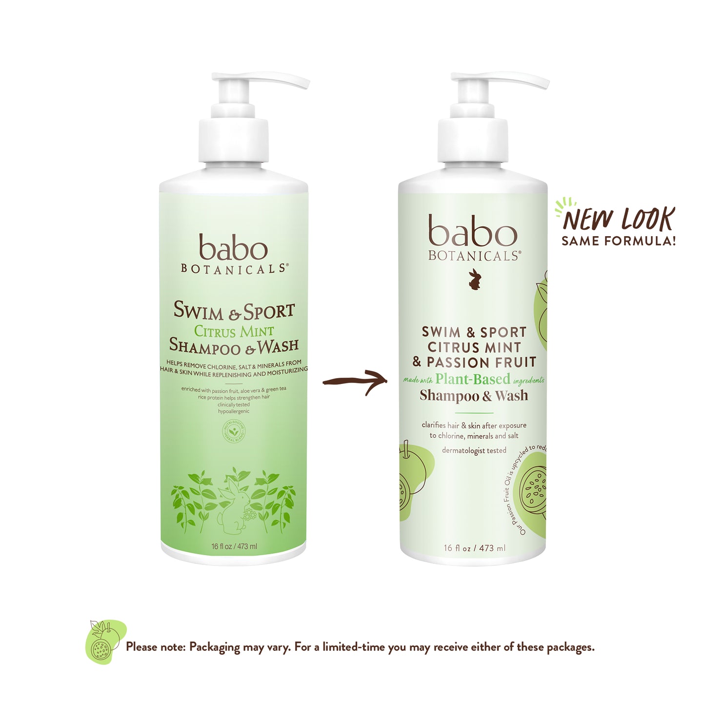 Swim & Sport Citrus Mint & Passion Fruit Shampoo & Wash - 16oz | BABO BOTANICALS