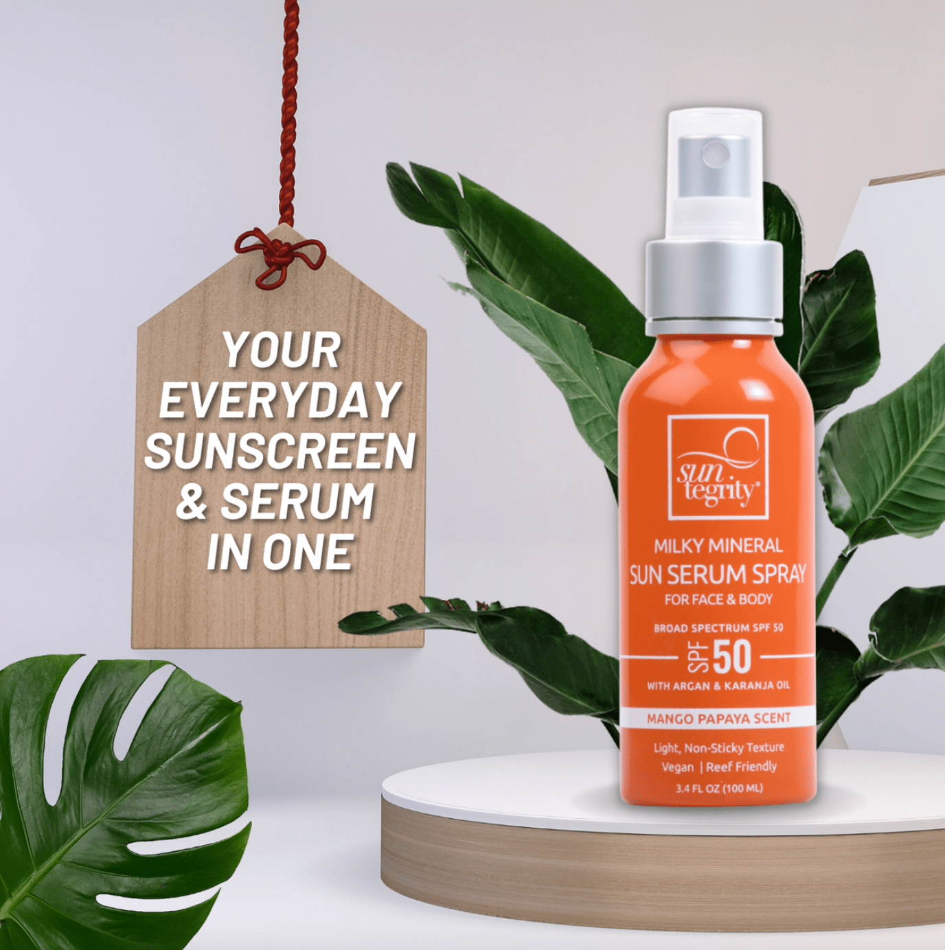 Milky Mineral Sun Serum Spray, Broad Spectrum SPF 50 | SUNTEGRITY