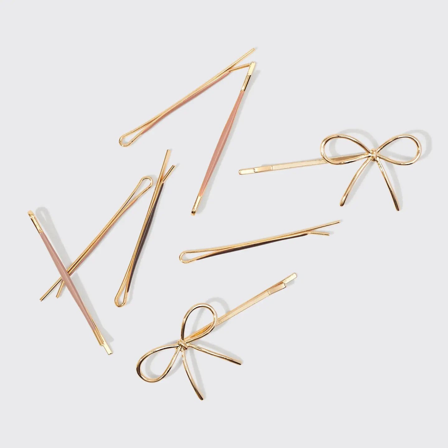 Metal Enamel Cloud & Bow Bobby Pins 8pc Set | KITSCH