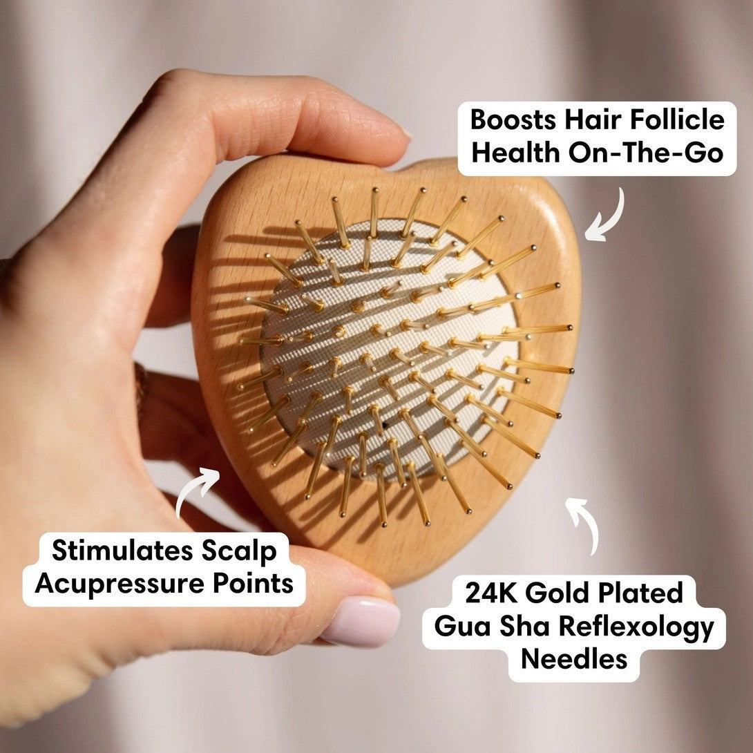 Gua Sha Hair & Scalp Brush Love Heart Wooden Edition | SNOW FOX SKINCARE