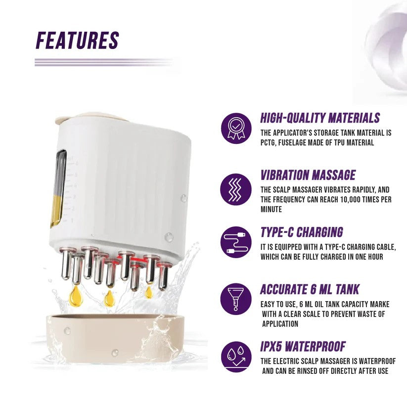 Electric Oil Applicator and Vibration Scalp Massager | ETERUS