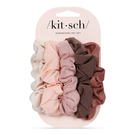 Assorted Textured Scrunchies 5pc Set | KITSCH