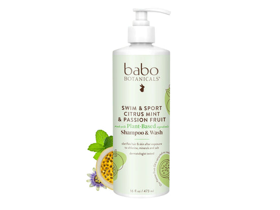 Swim & Sport Citrus Mint & Passion Fruit Shampoo & Wash - 16oz | BABO BOTANICALS