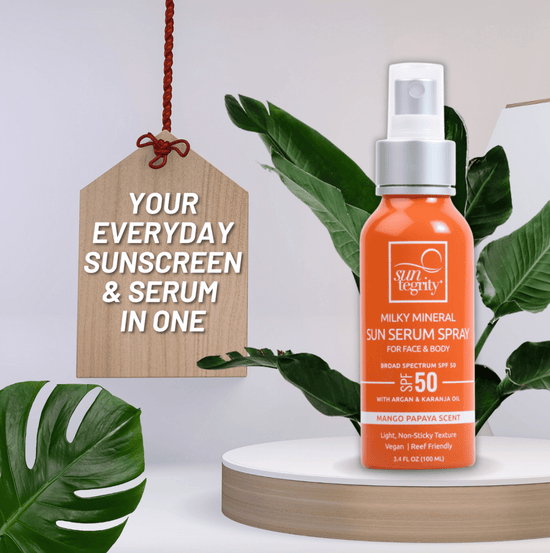 Milky Mineral Sun Serum Spray, Broad Spectrum SPF 50 | SUNTEGRITY